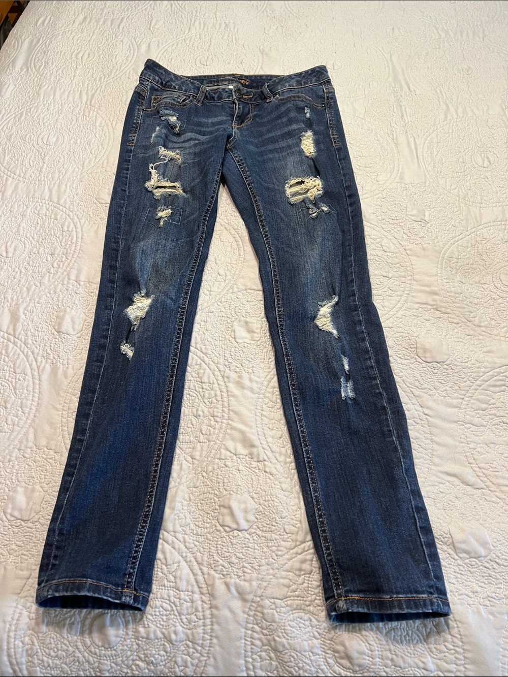 Maurices Indigo Ripped Skinny Jeans